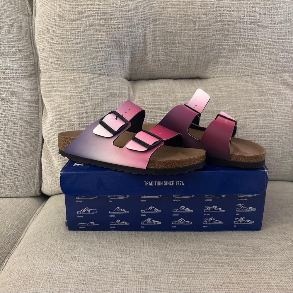 Birkenstock Arizona Bs Pink and Purple Sandals Sz 6 New